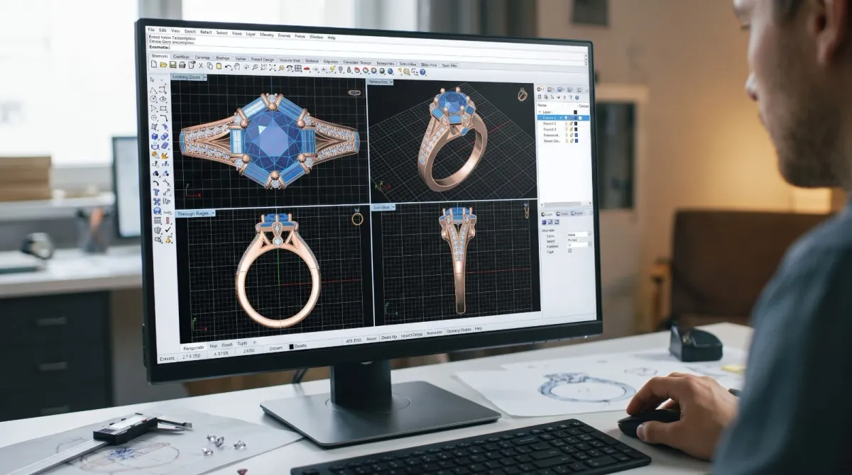A ring being modelled in 3D design software