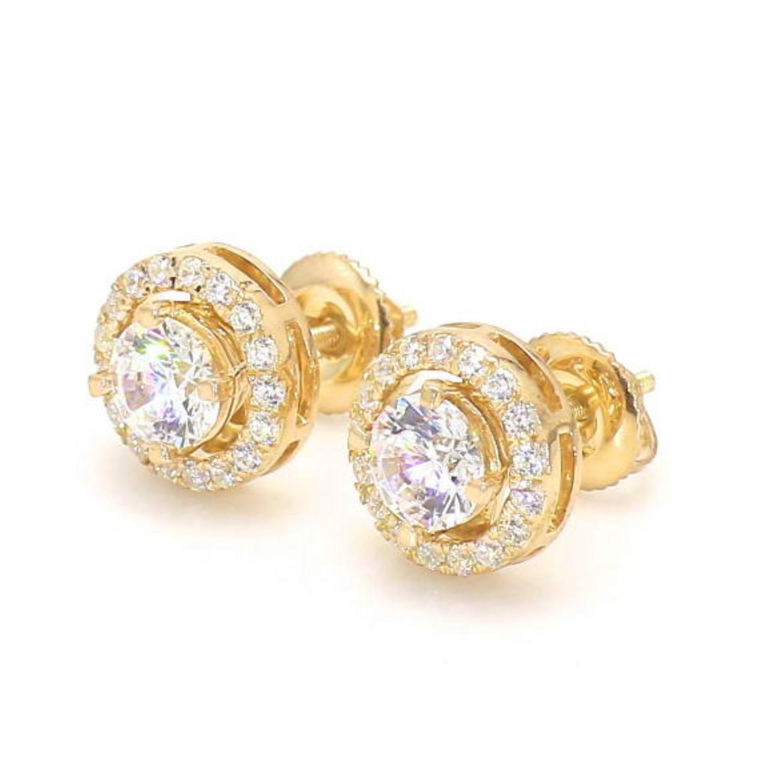 14K Yellow Gold Diamond Earrings
