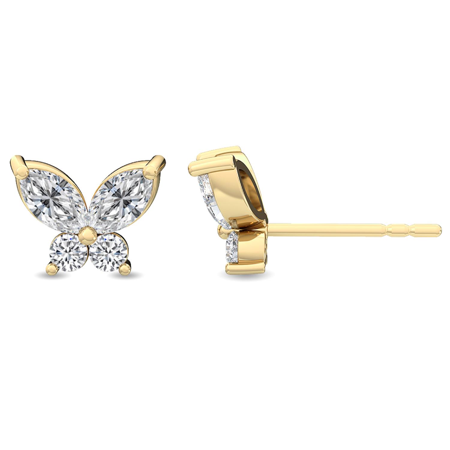 14K Yellow Gold Diamond Earrings