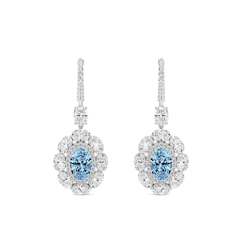 9K White Gold Diamond Drop Earrings