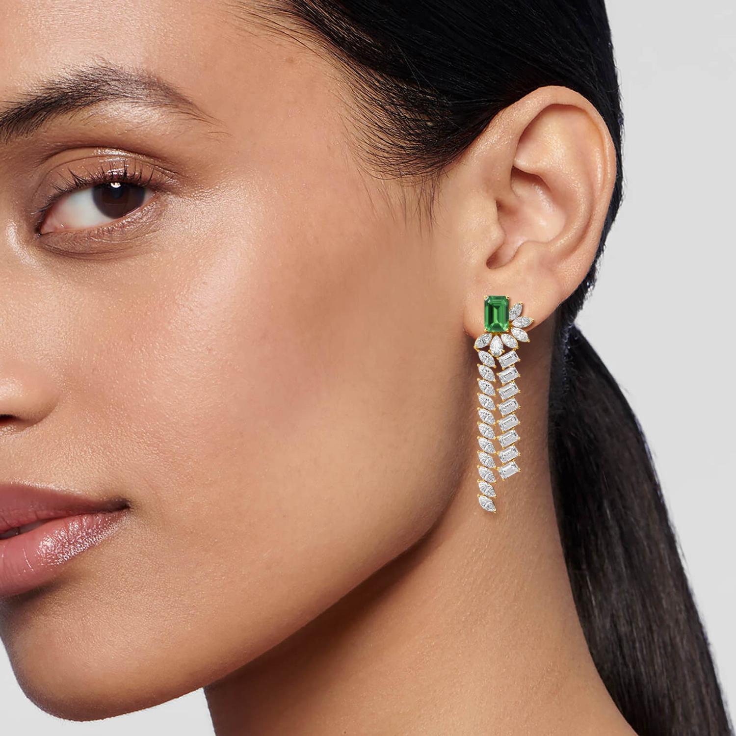14K Yellow Gold Diamond Earrings