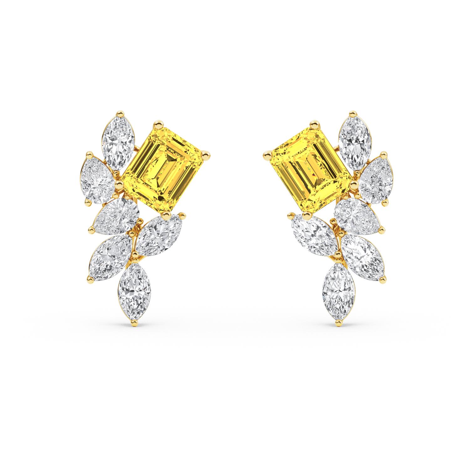 14K Yellow Gold Diamond Earrings