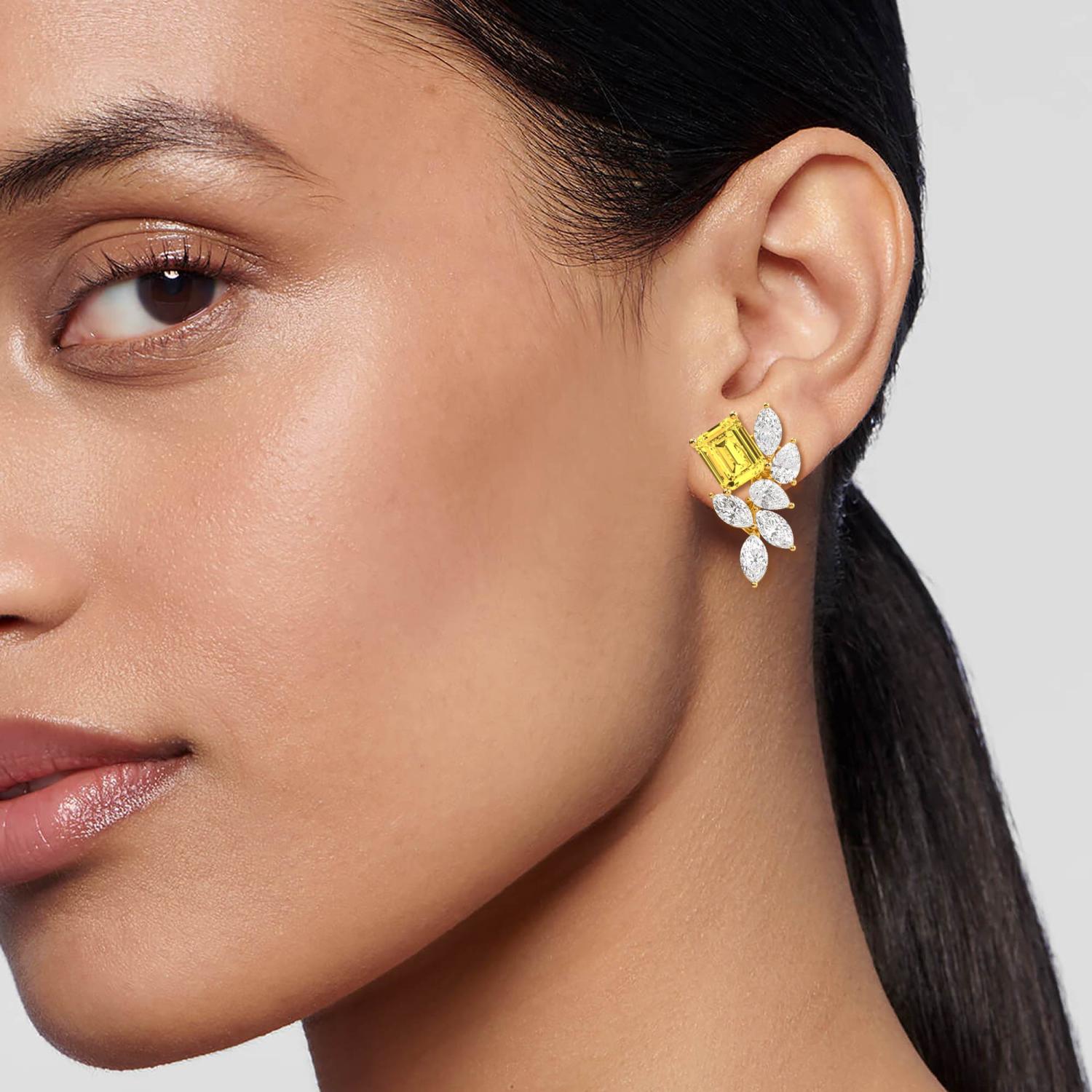 14K Yellow Gold Diamond Earrings