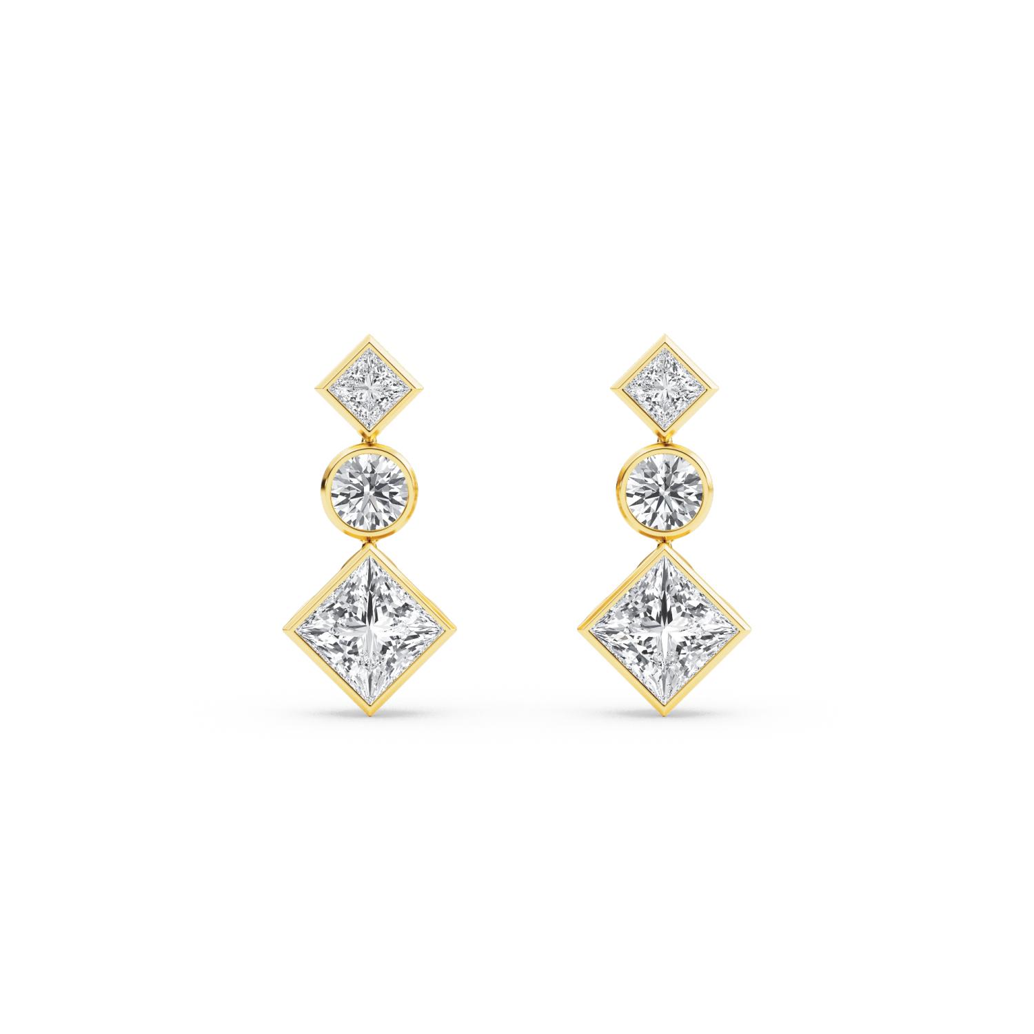 14K Yellow Gold Diamond Earrings _D