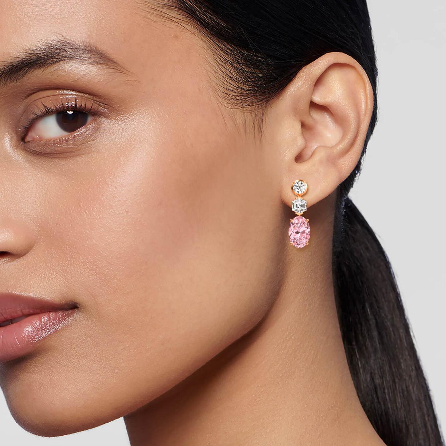 9K Rose Gold Diamond Earrings