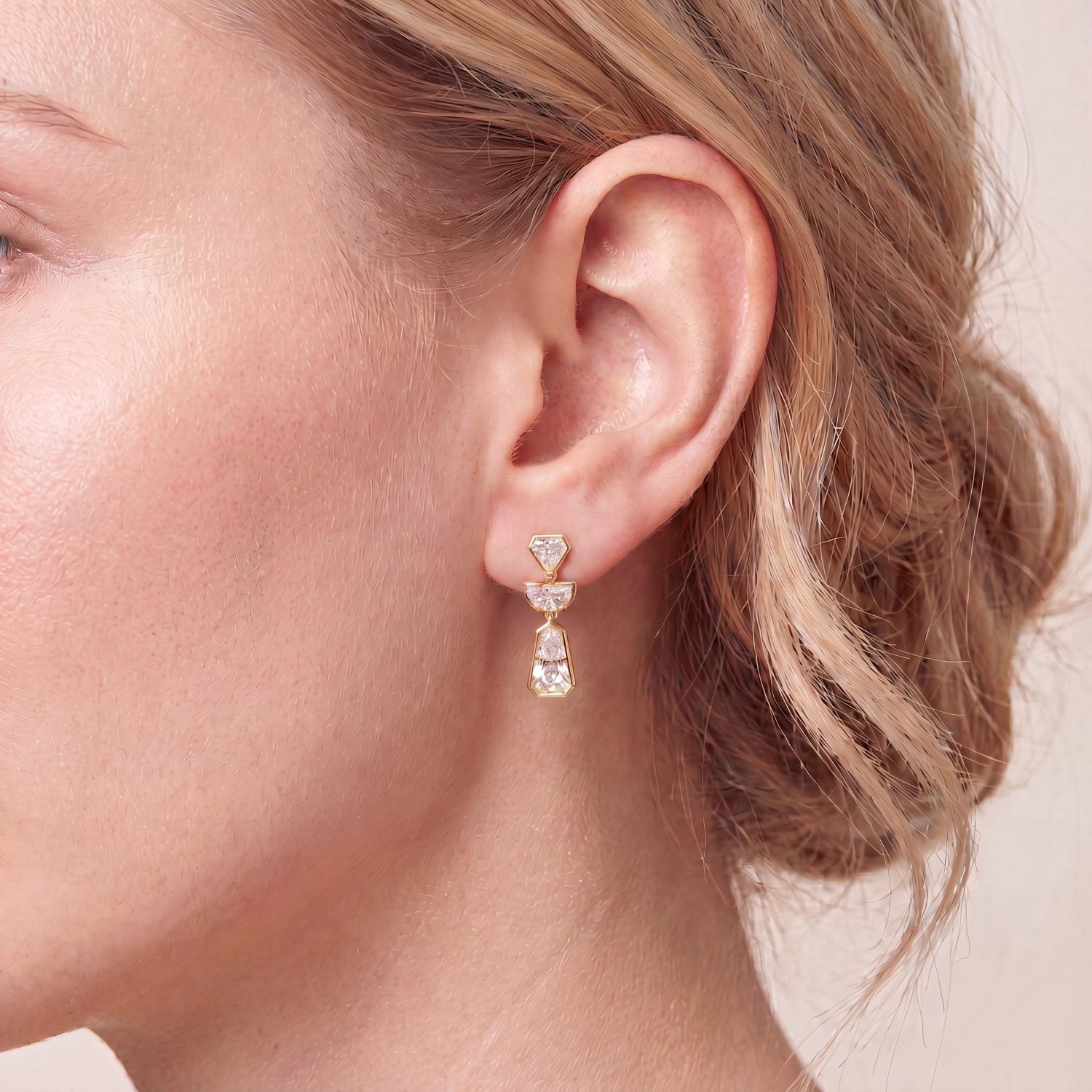 14K Yellow Gold Diamond Earrings