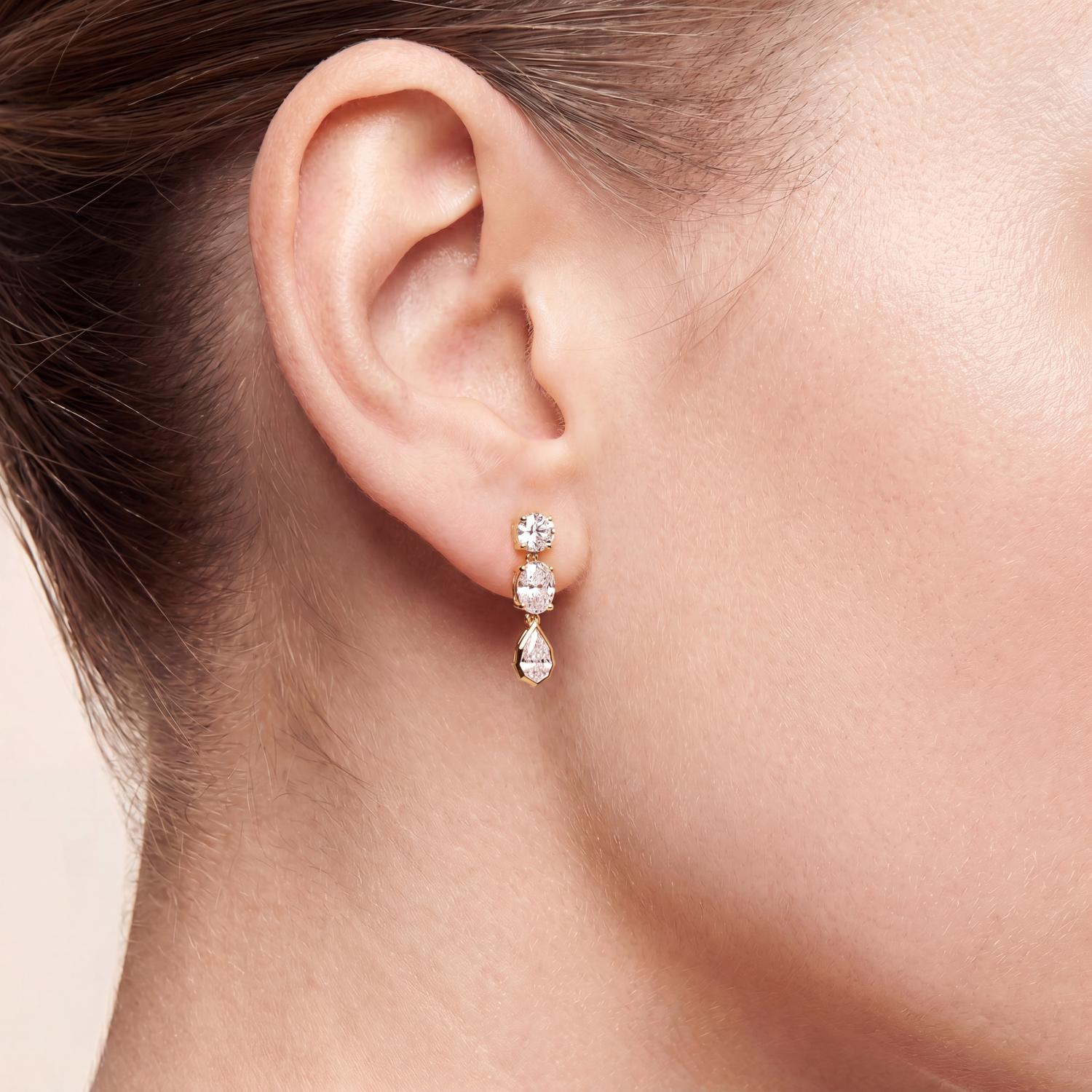 14K Yellow Gold Diamond Earrings