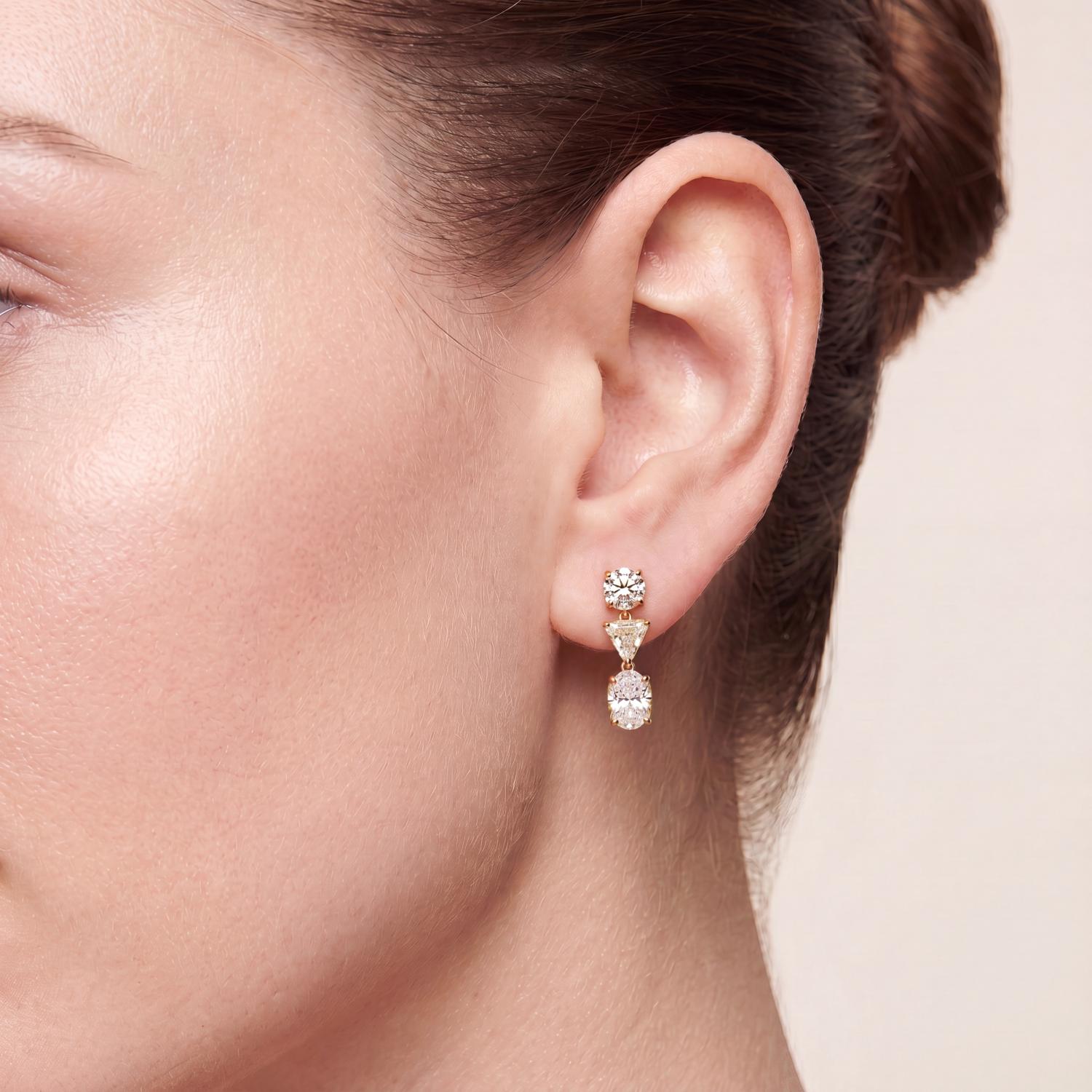 14K Yellow Gold Diamond Earrings