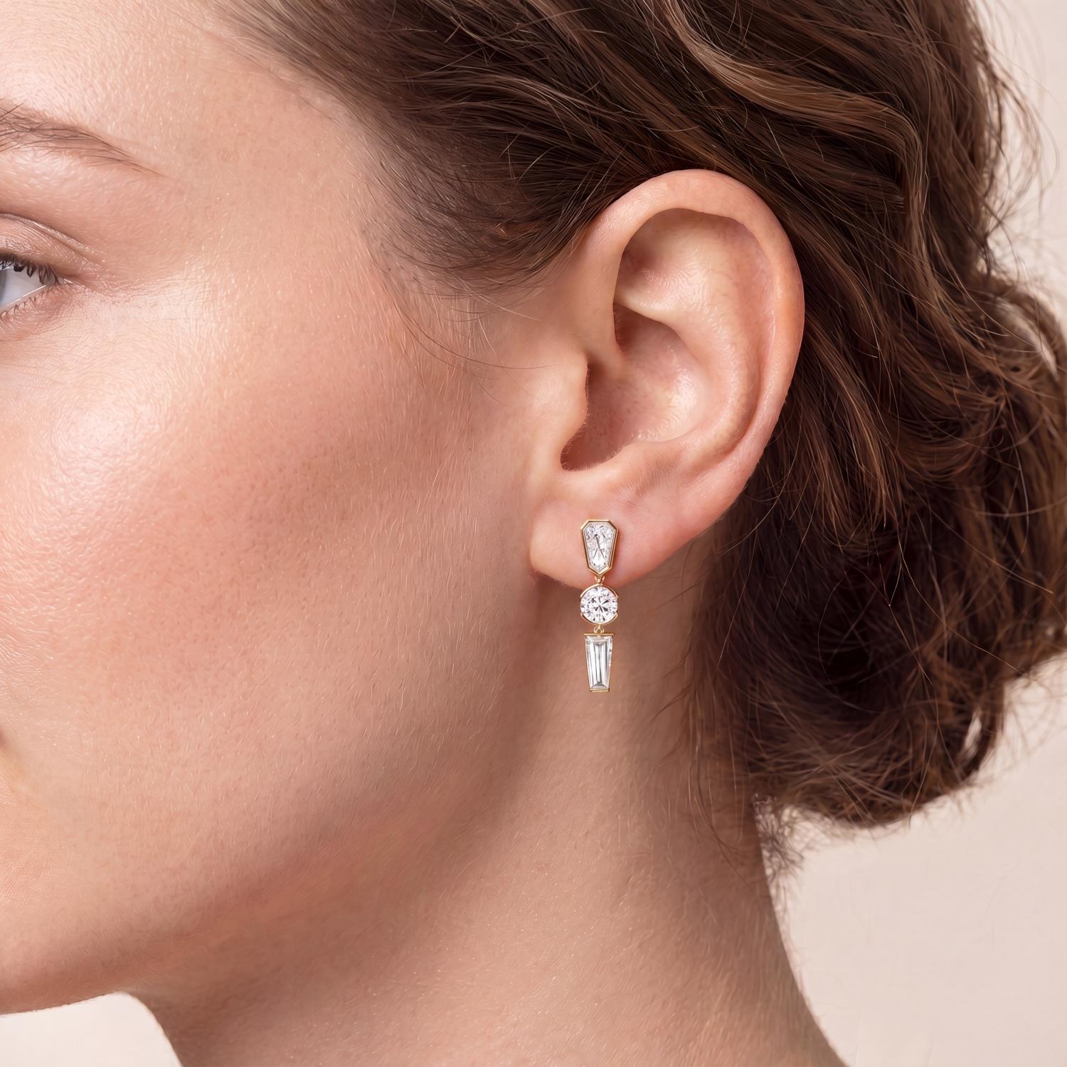 14K Yellow Gold Diamond Earrings