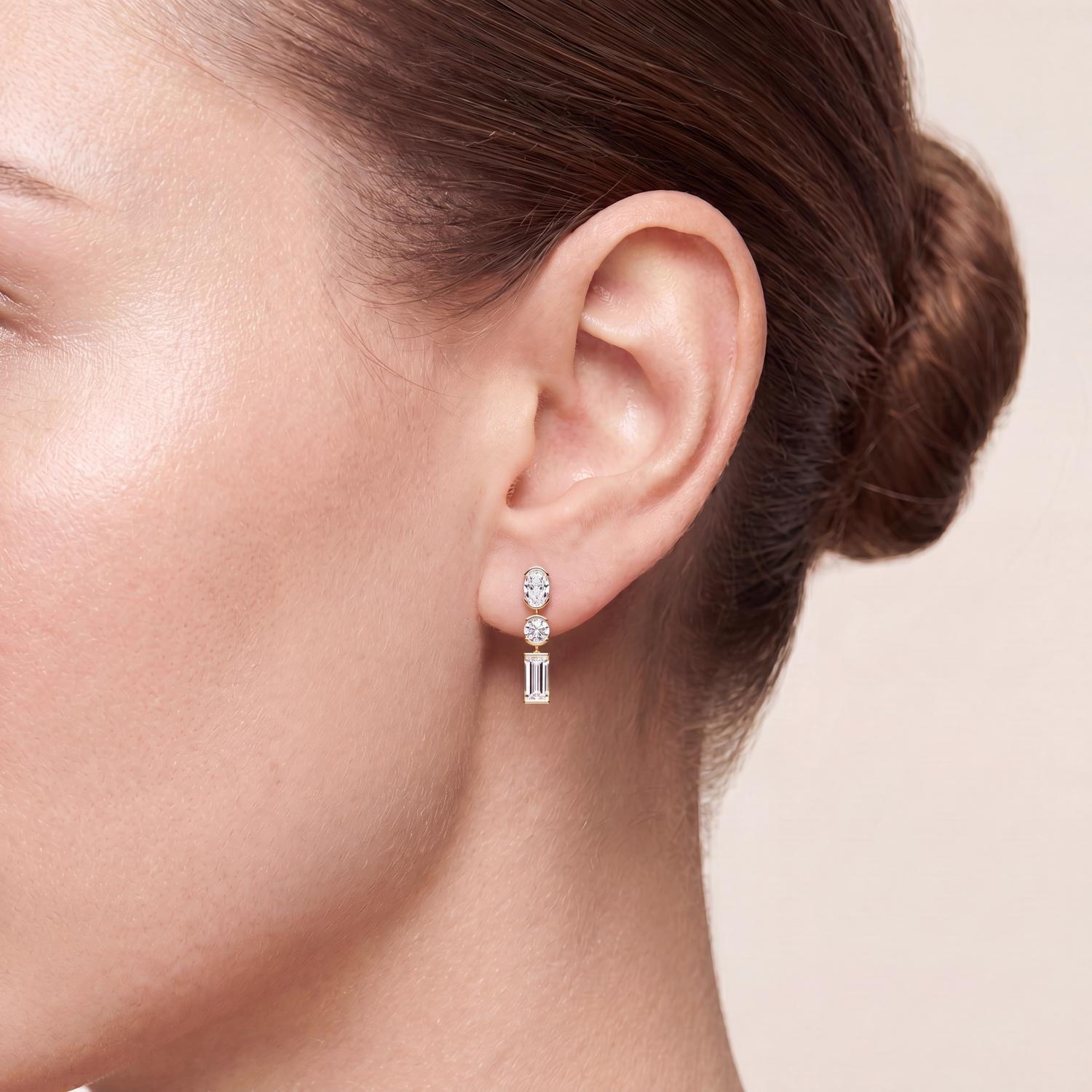 14K Yellow Gold Diamond Earrings