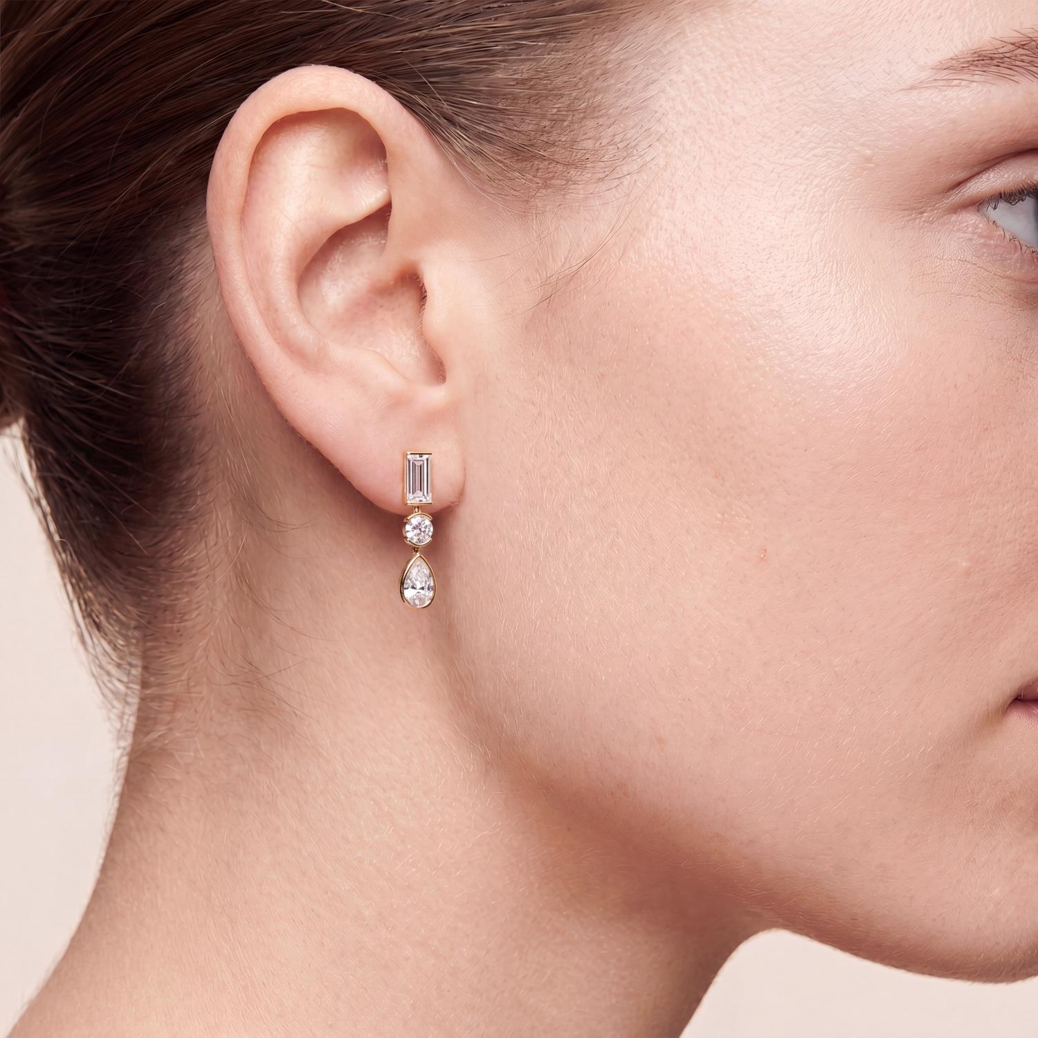14K Yellow Gold Diamond Earrings