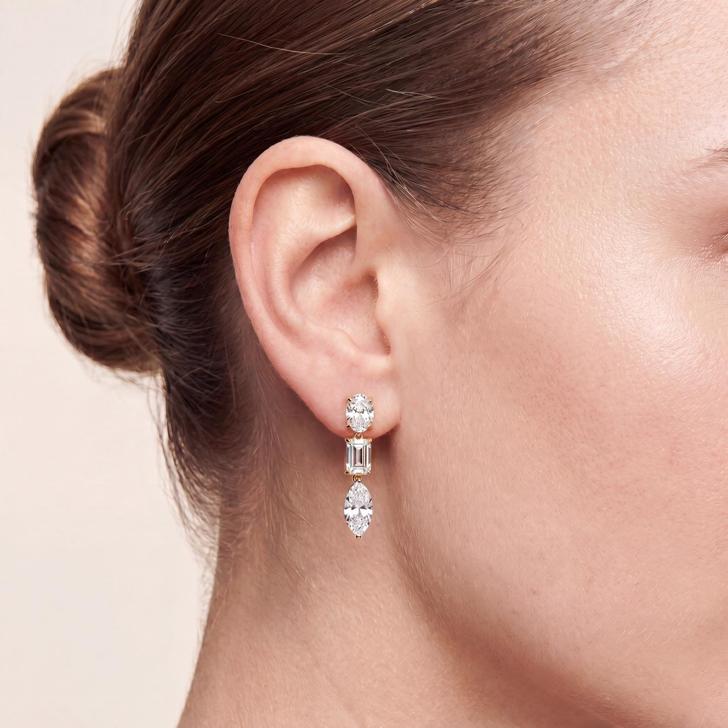 14K Yellow Gold Diamond Earrings