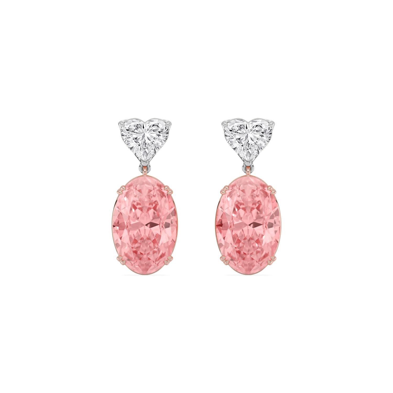 10K Rose & White Gold Diamond Earrings _P