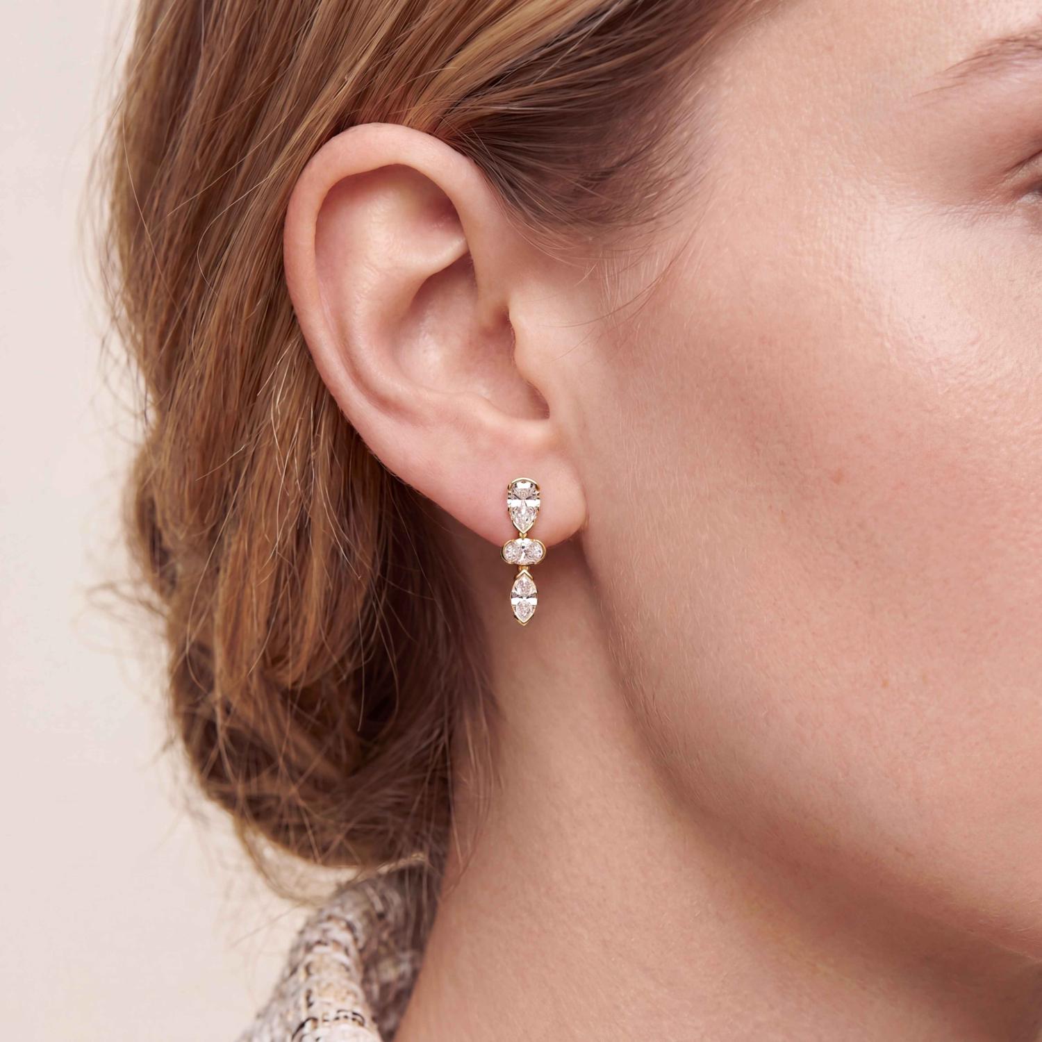 14K Yellow Gold Diamond Earrings