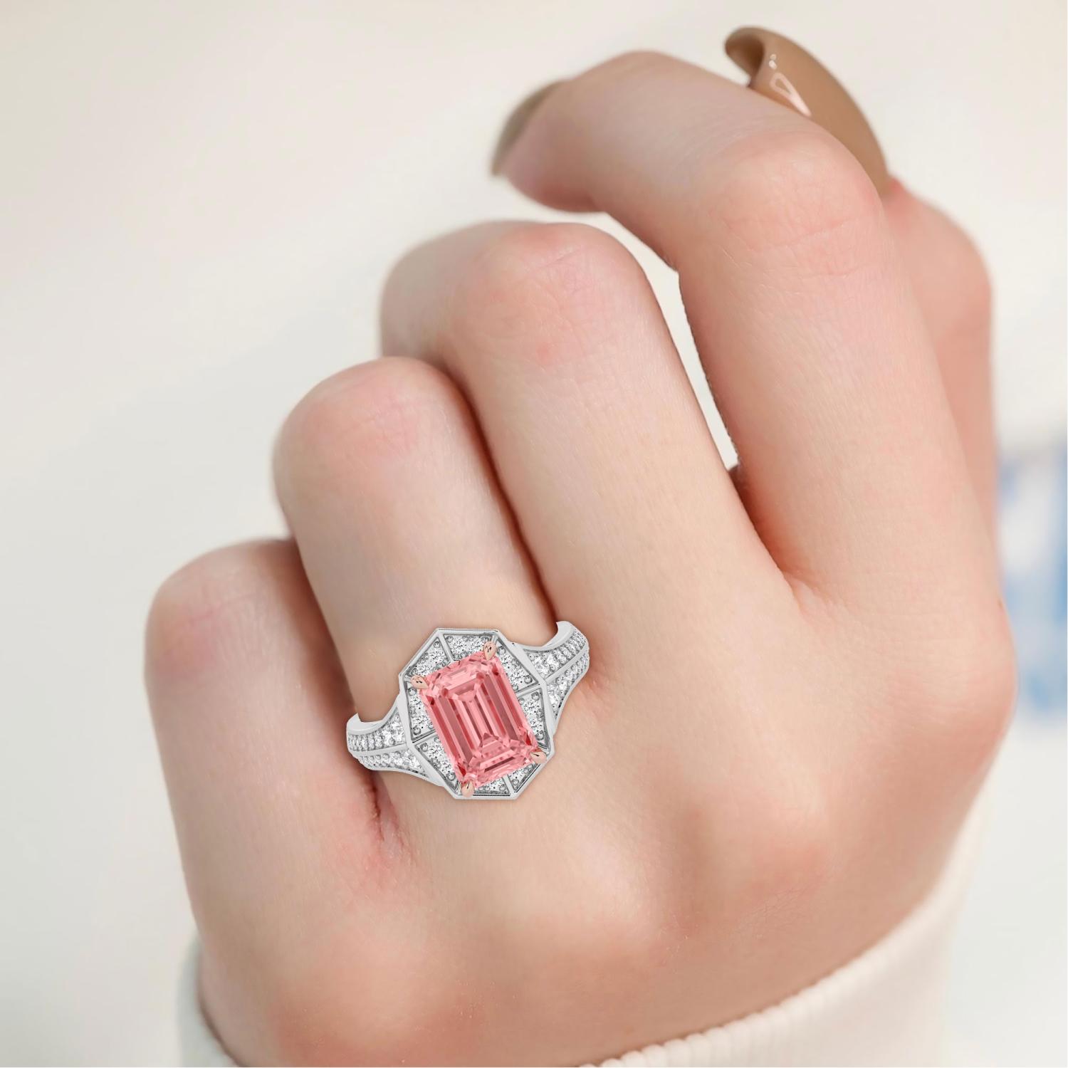 10K Rose & White Gold Diamond Engagement Rings