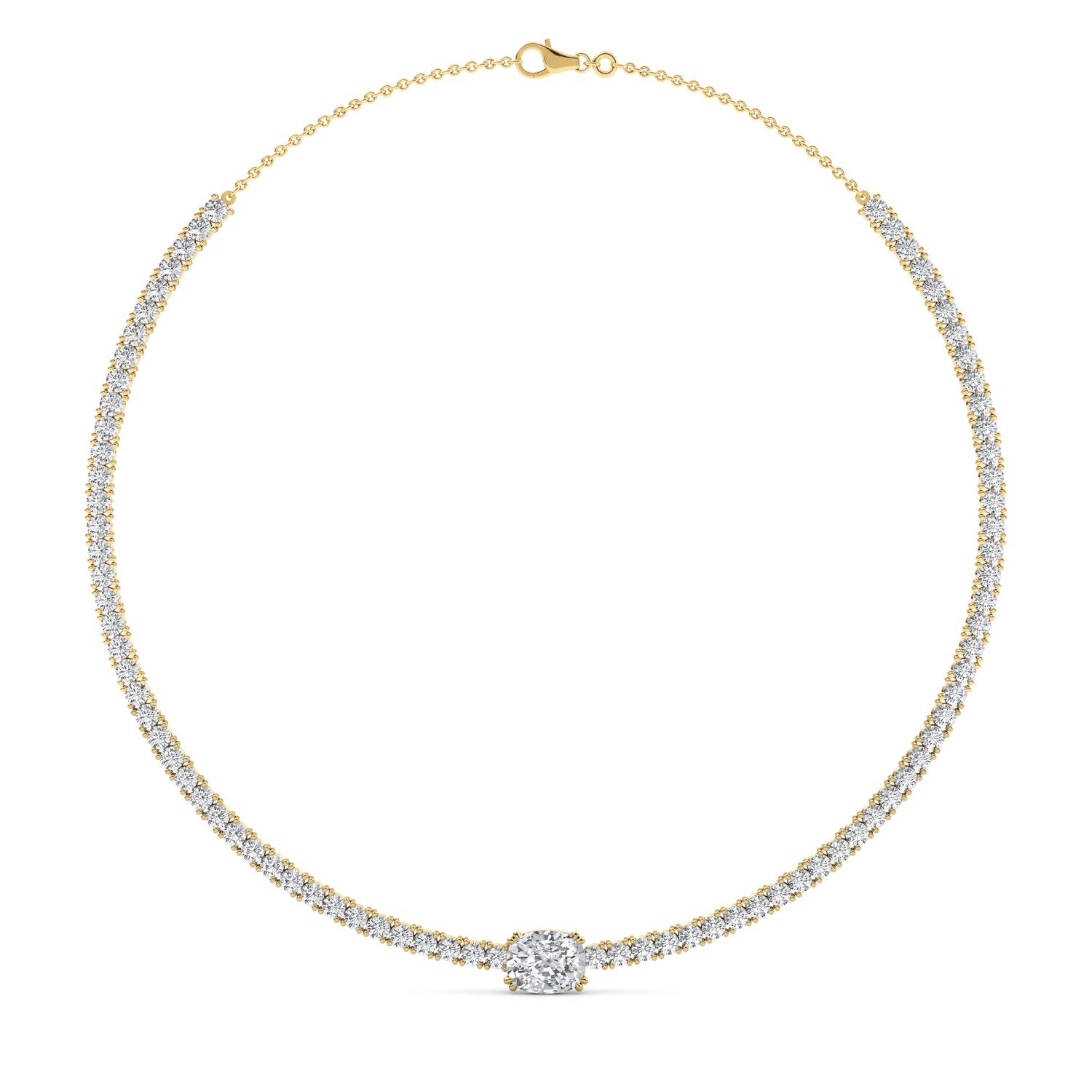 14K Yellow Gold Diamond Necklace _D -14IN