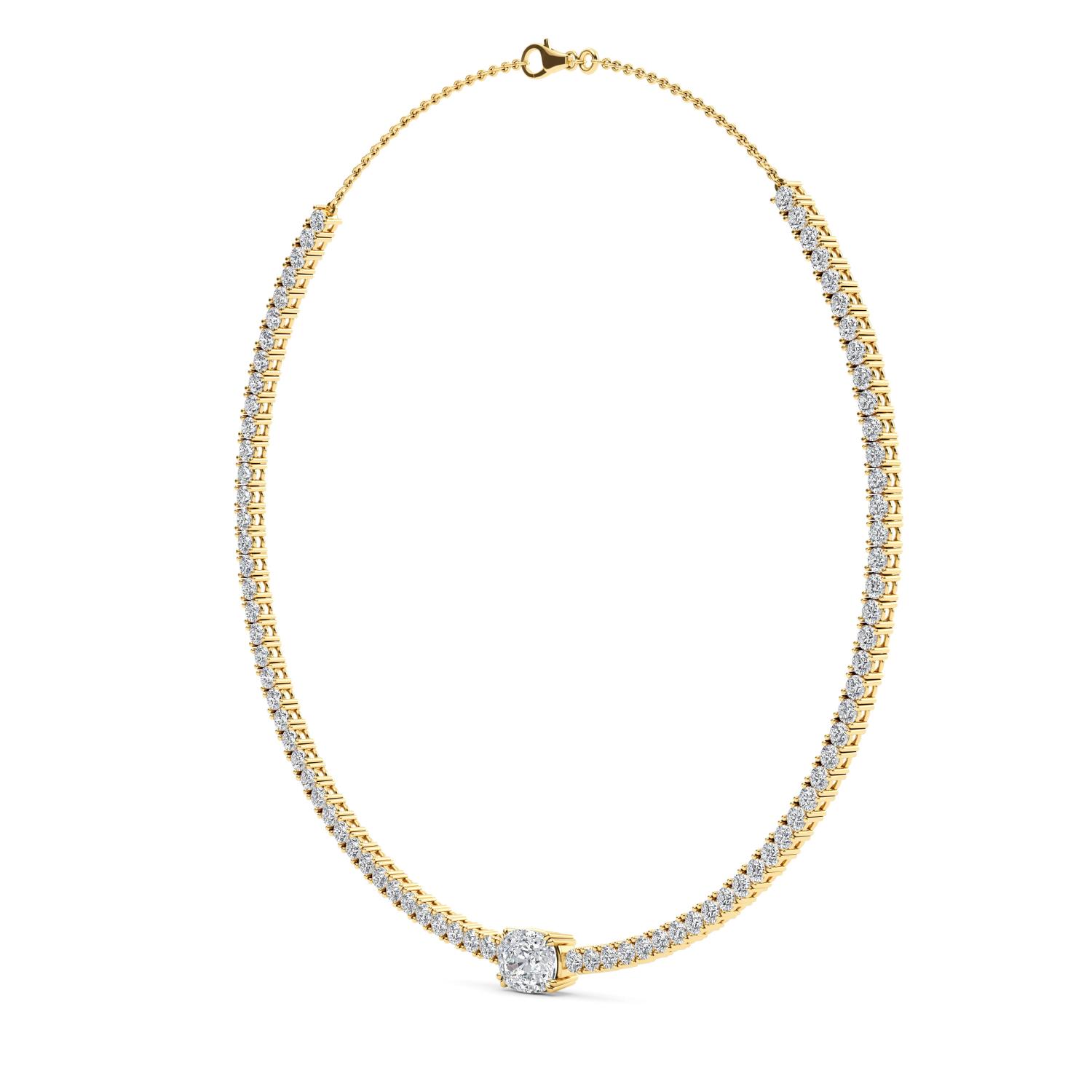 14K Yellow Gold Diamond Necklace _D -14IN