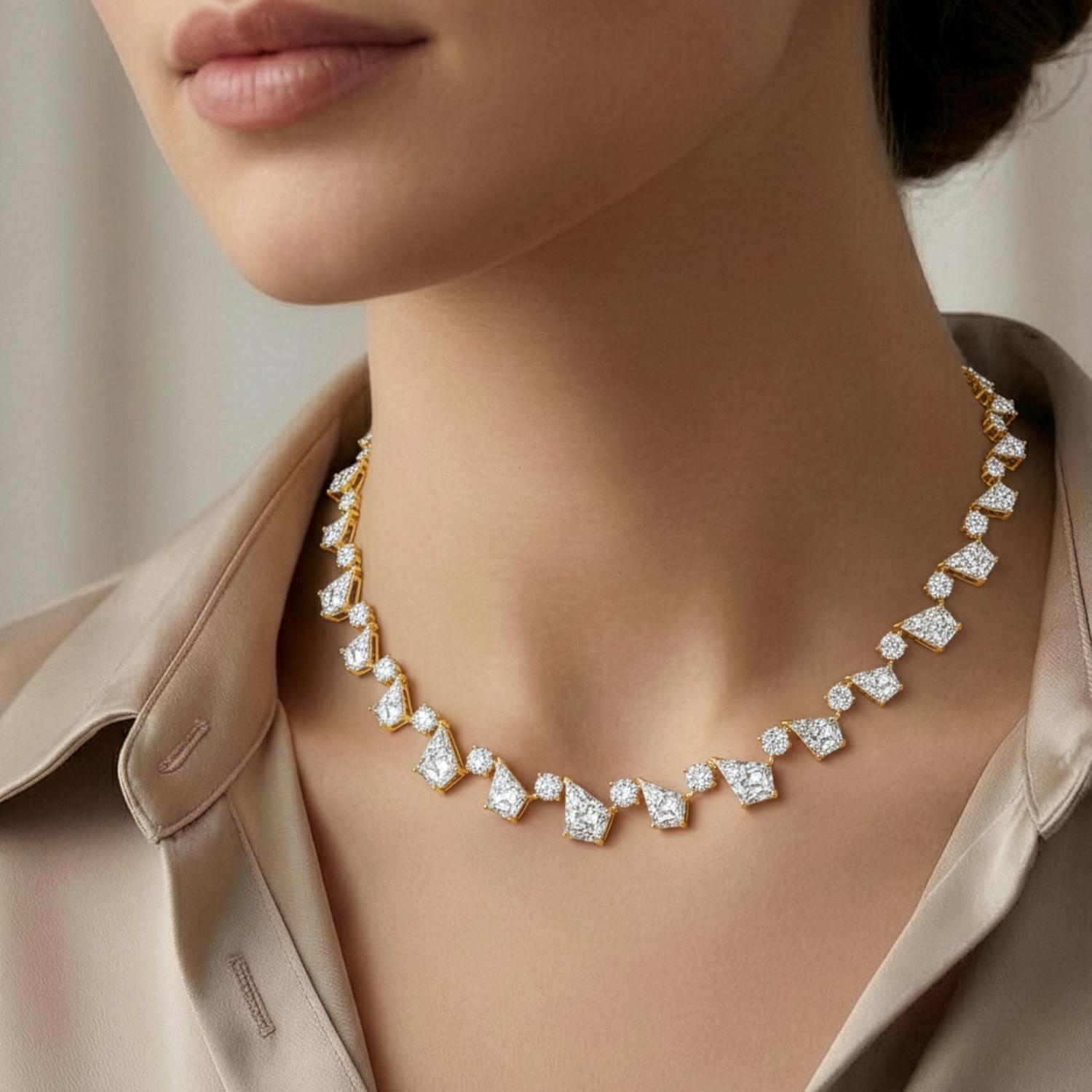 14K Yellow Gold Diamond Necklace