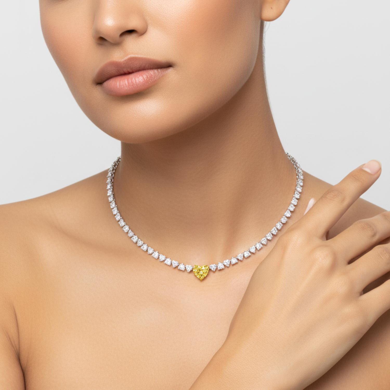 9K Yellow & White Gold Diamond Necklace