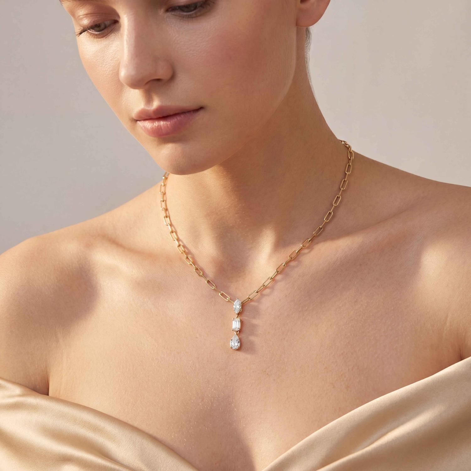 14K Yellow Gold Diamond Necklace