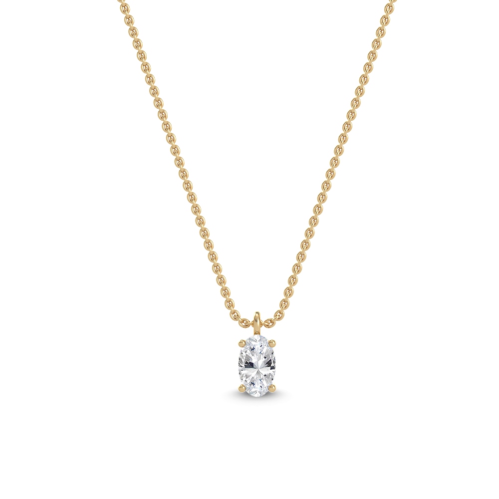 14K Yellow Gold Diamond Solitaire Pendant0