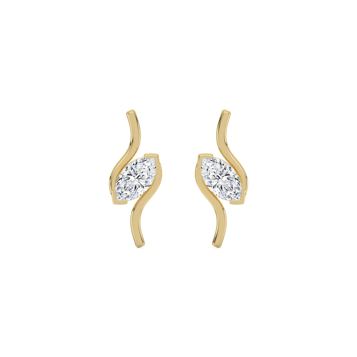 14K Yellow Gold Diamond Earrings