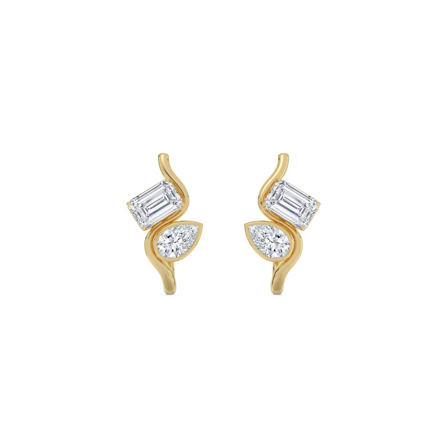 14K Yellow Gold Diamond Earrings