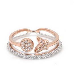 10K Rose & White Gold Two Tone Diamond Stackable Ring