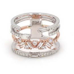 10K Rose & White Gold Two Tone Diamond Stackable Ring