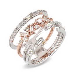 10K Rose & White Gold Two Tone Diamond Stackable Ring