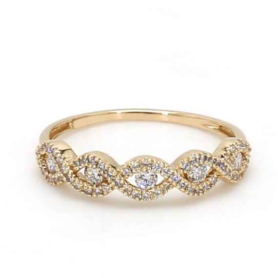 14K Yellow Gold . tw. Diamond Stackable Ring