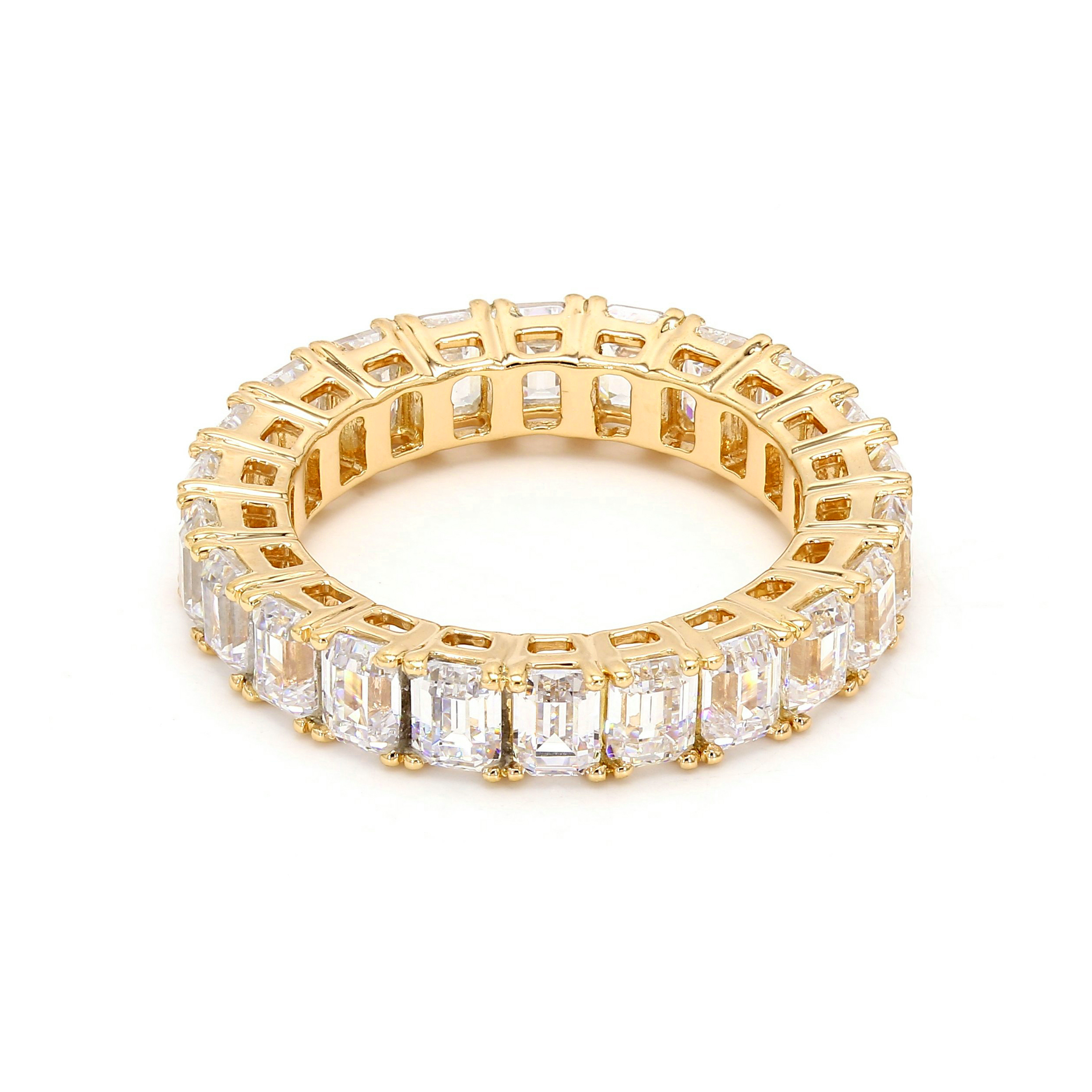 14K Yellow Gold . tw. Emerald Cut Diamond Eternity Band