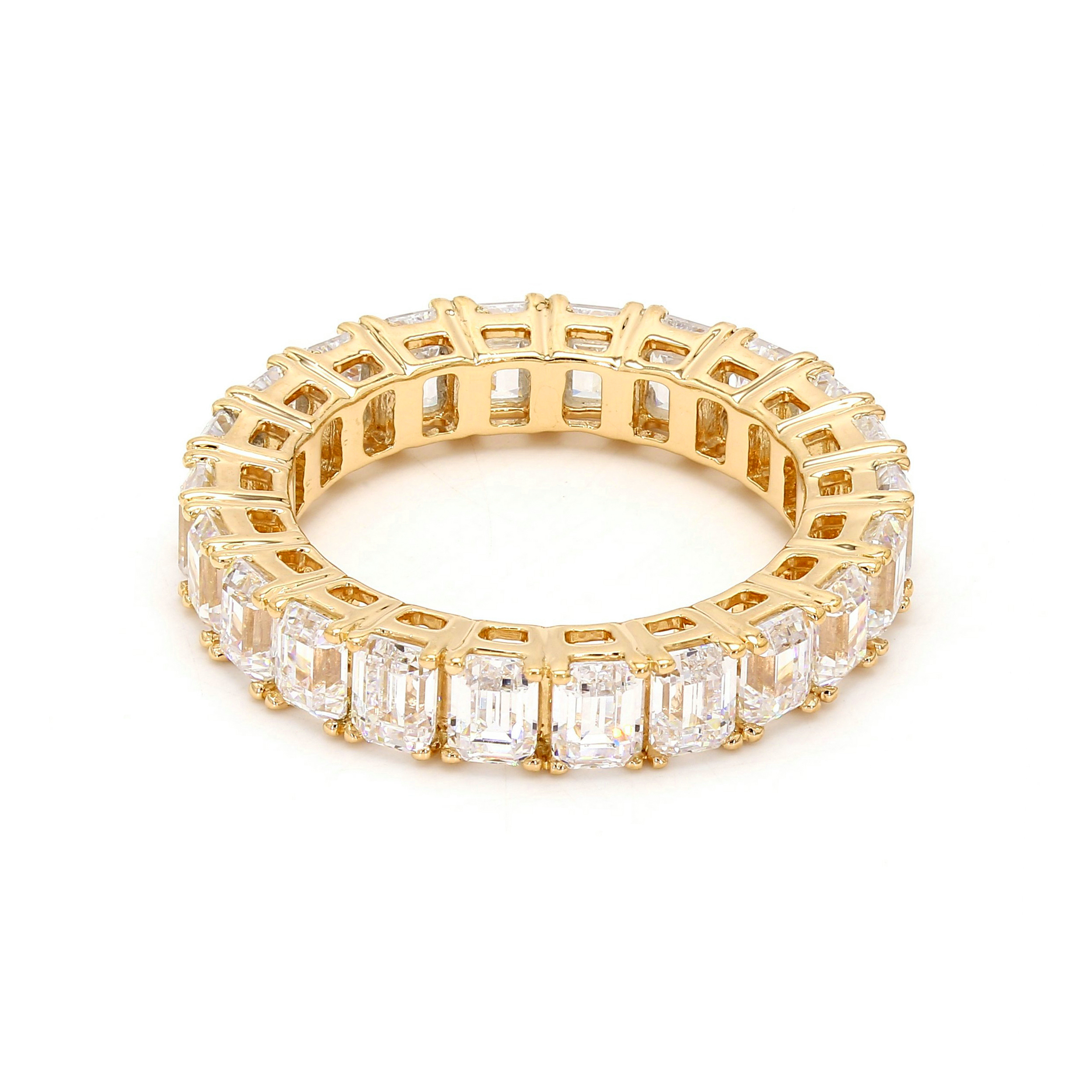 14K Yellow Gold . tw. Emerald Cut Diamond Eternity Band