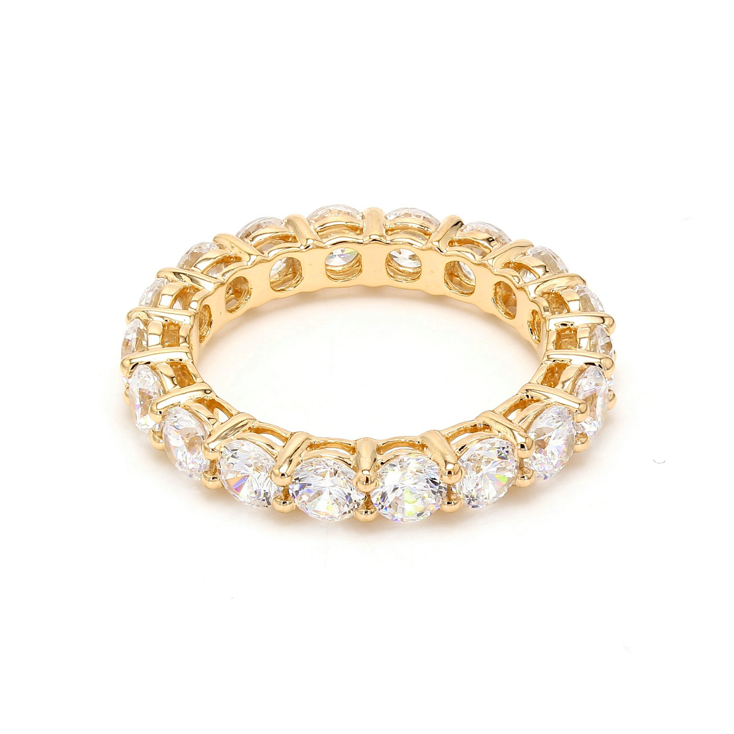 14K Yellow Gold . tw. Round Cut Diamond Eternity Band