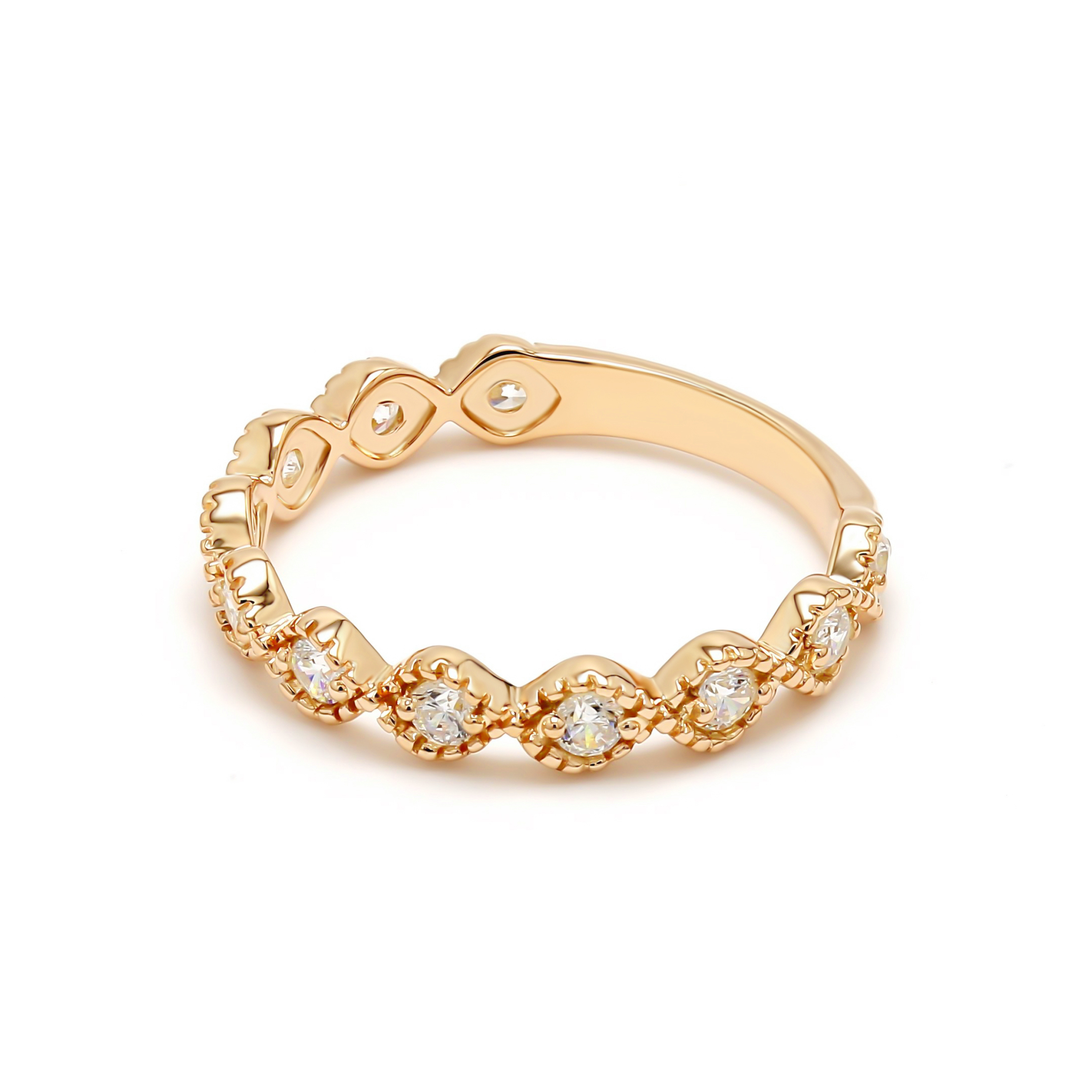 14K Yellow Gold . tw. Diamond Stackable Ring