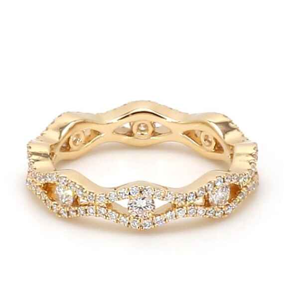 14K Yellow Gold . tw. Round Cut Diamond Eternity Band