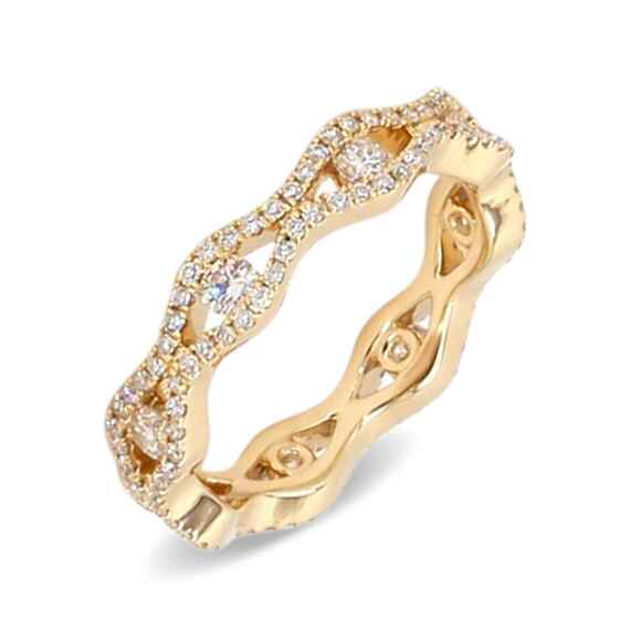 14K Yellow Gold . tw. Round Cut Diamond Eternity Band
