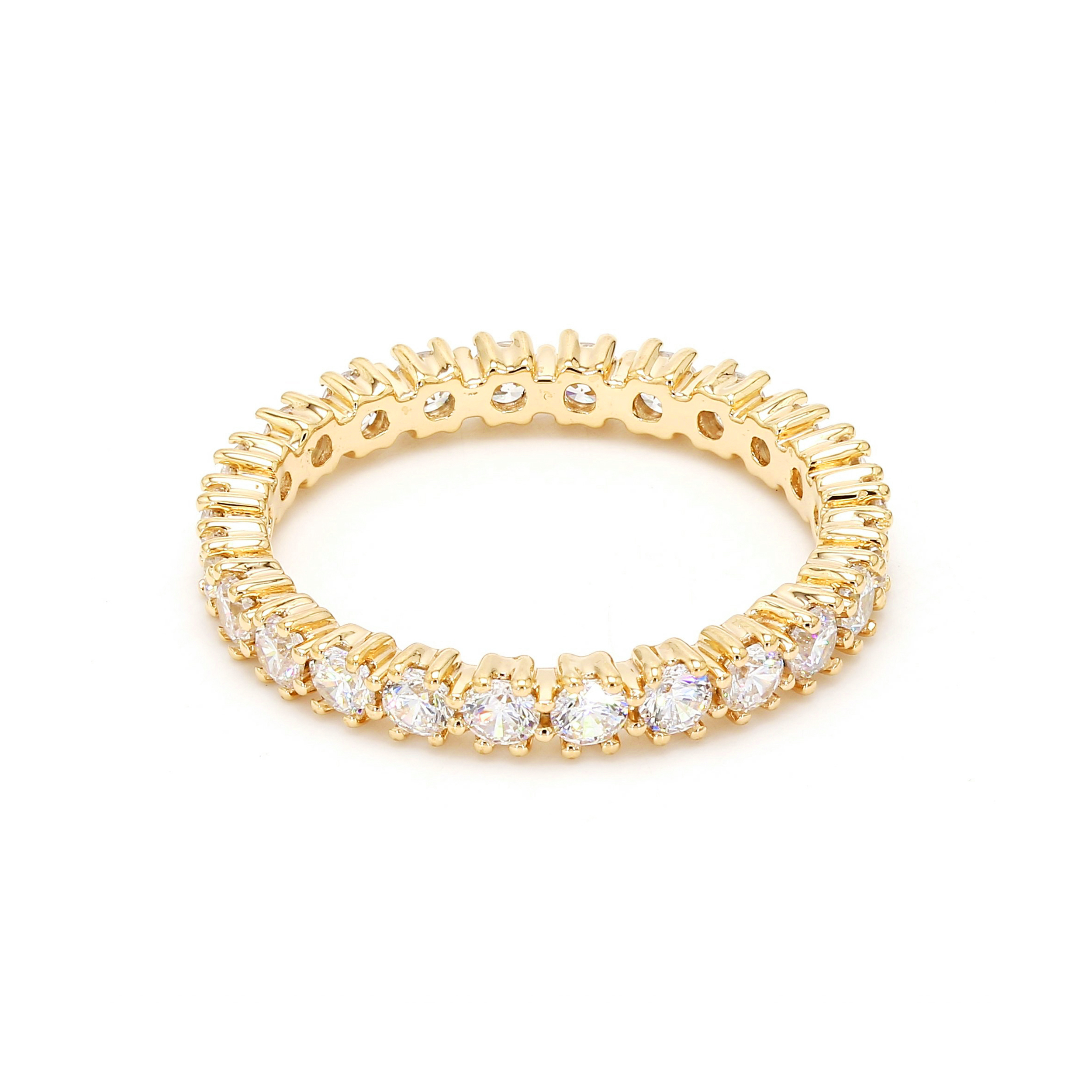 14K Yellow Gold . tw. Round Cut Diamond Eternity Band