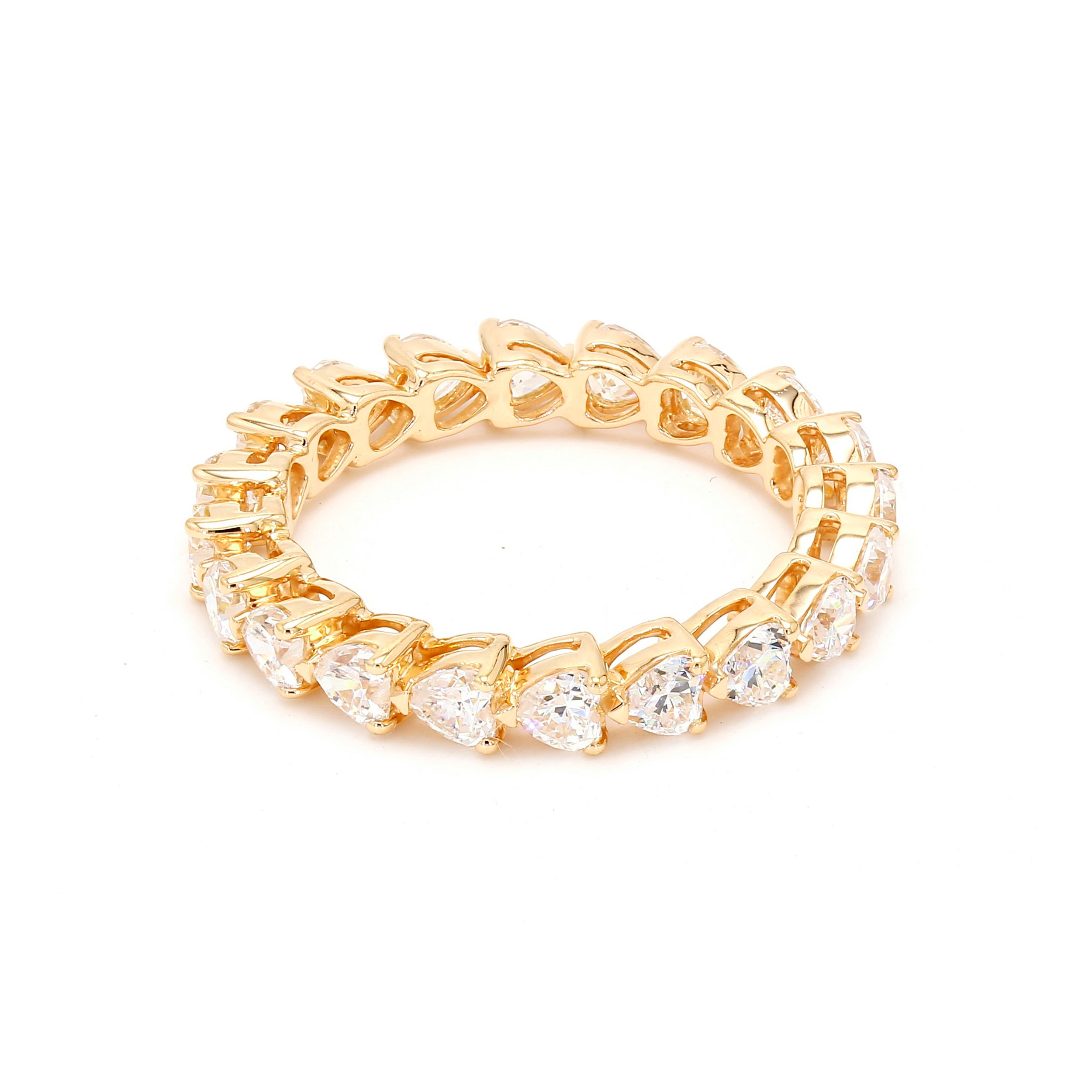 14K Yellow Gold . tw. Heart Shape Diamond Eternity Band