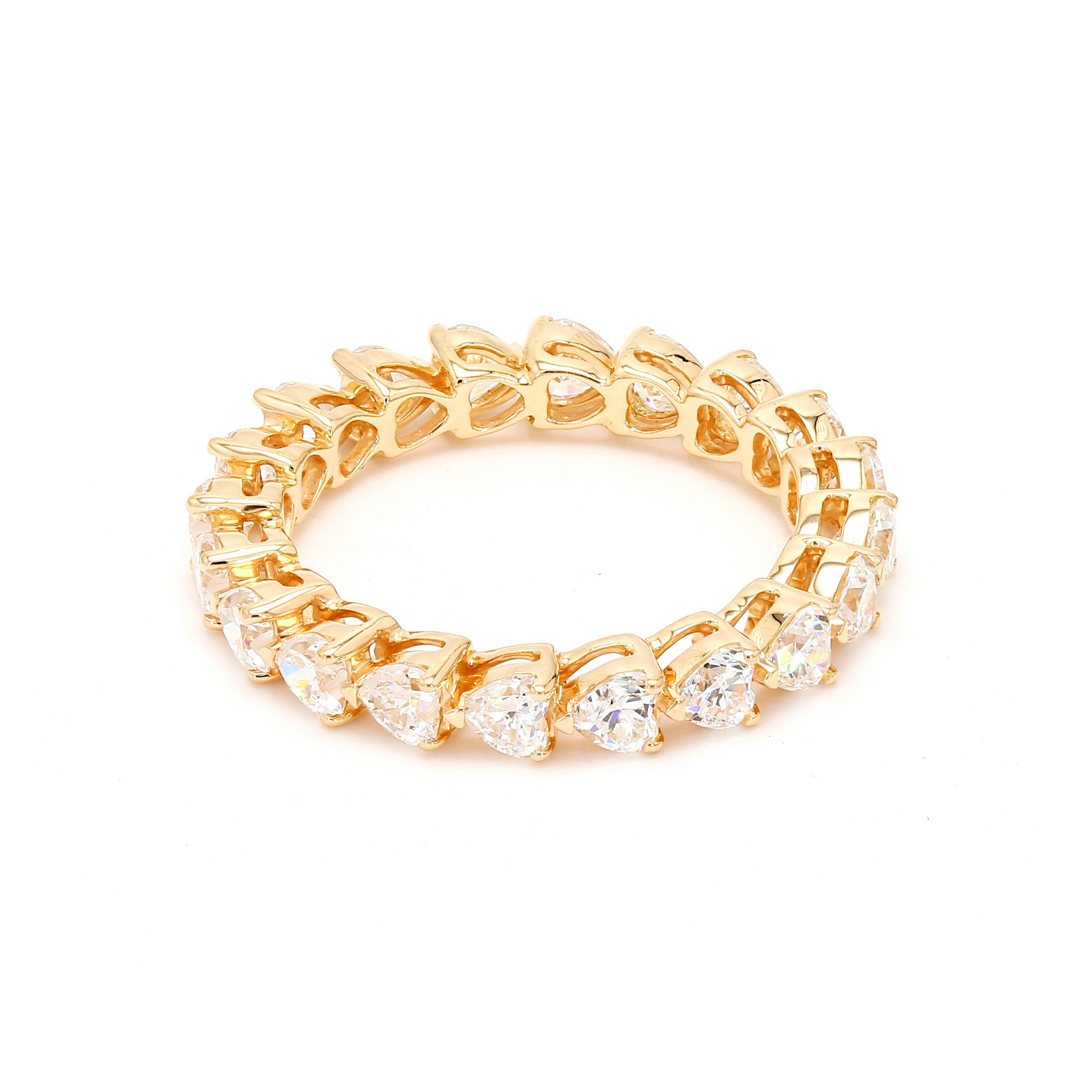14K Yellow Gold . tw. Heart Shape Diamond Eternity Band