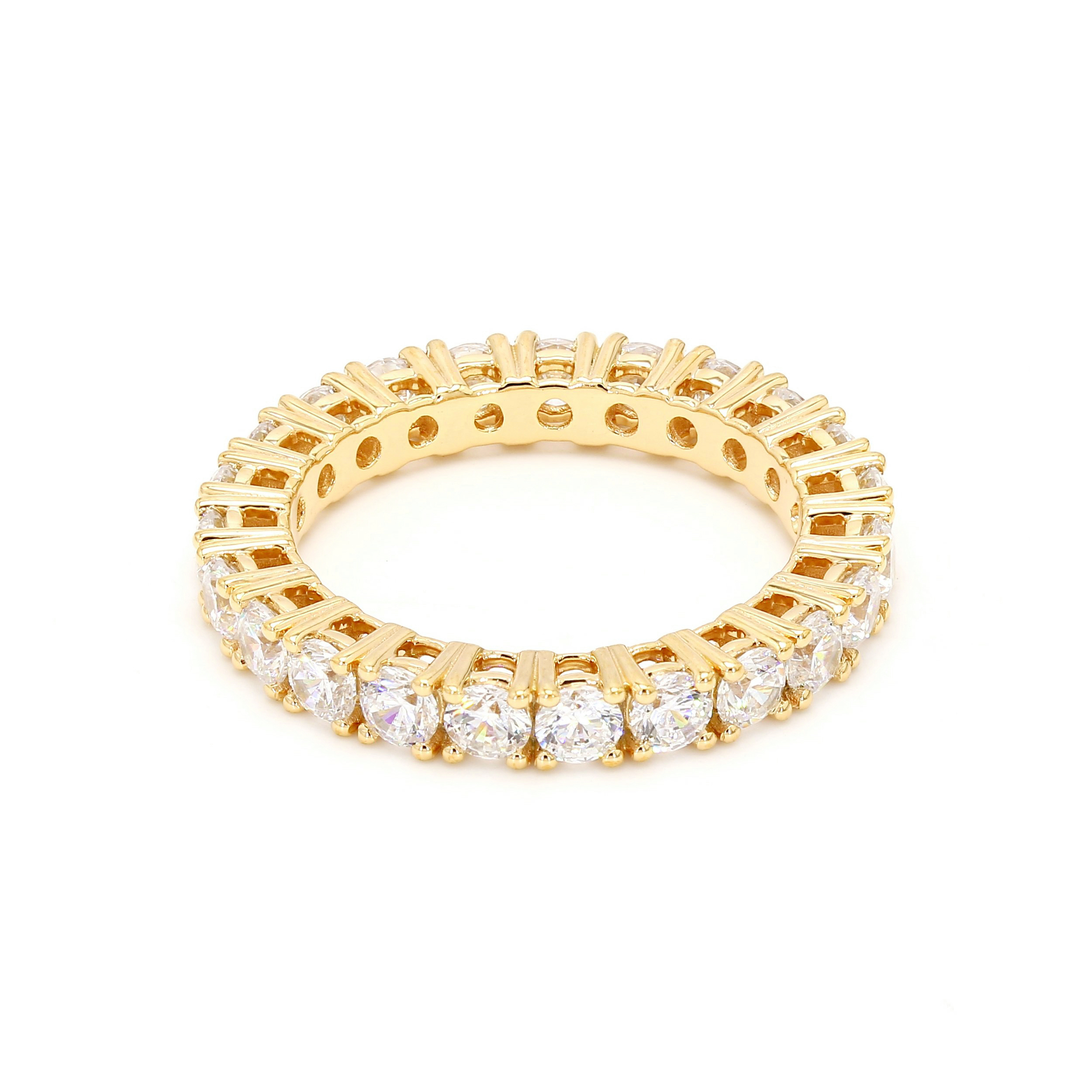 14K Yellow Gold . tw. Round Cut Diamond Eternity Band