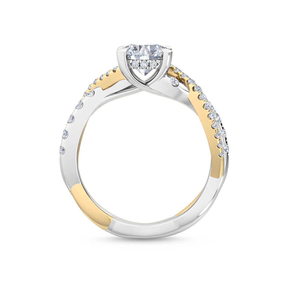 14K Yellow Gold Two Tone Diamond Engagement Ring