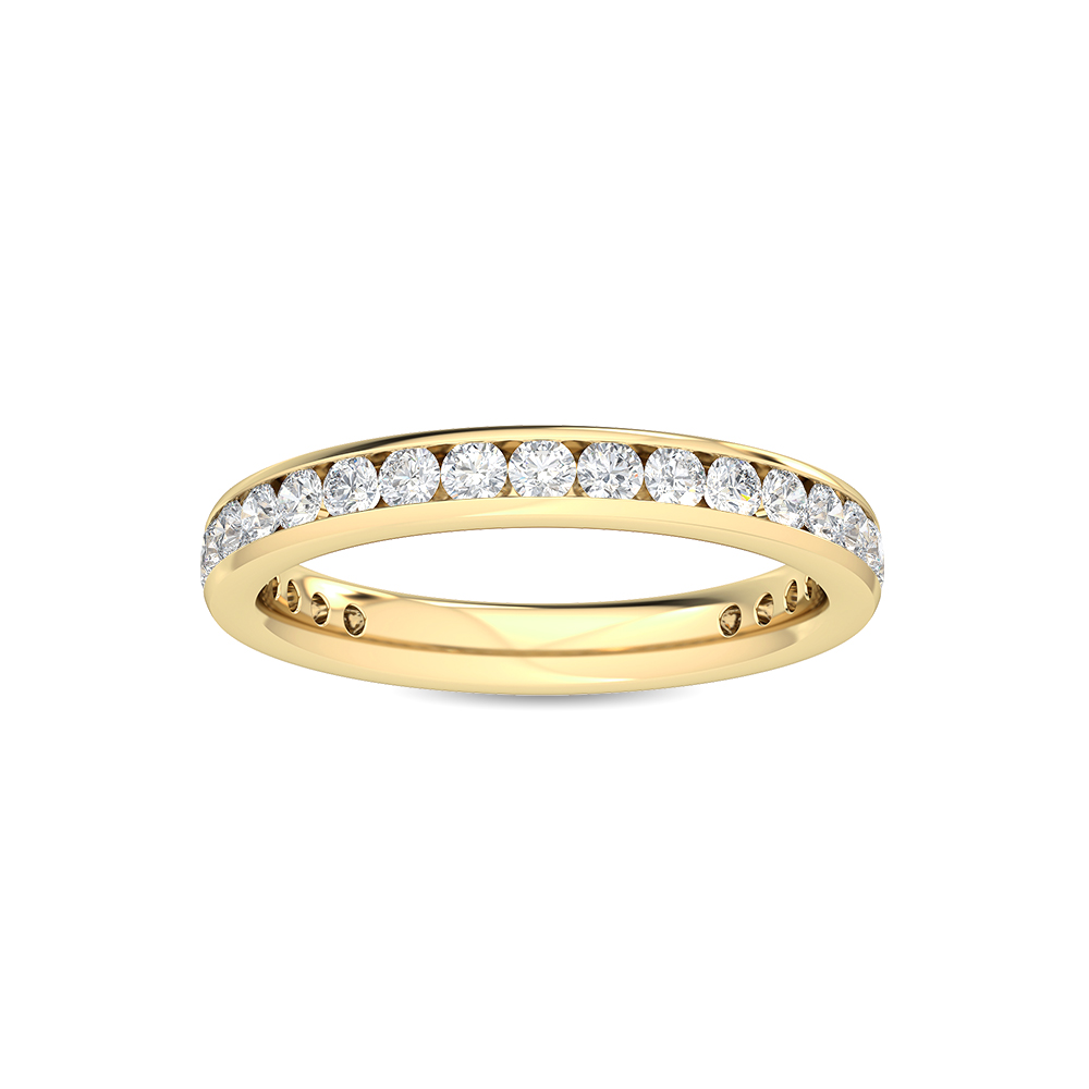 14K Yellow Gold Diamond With Green Emerald Stone Stackable Ring