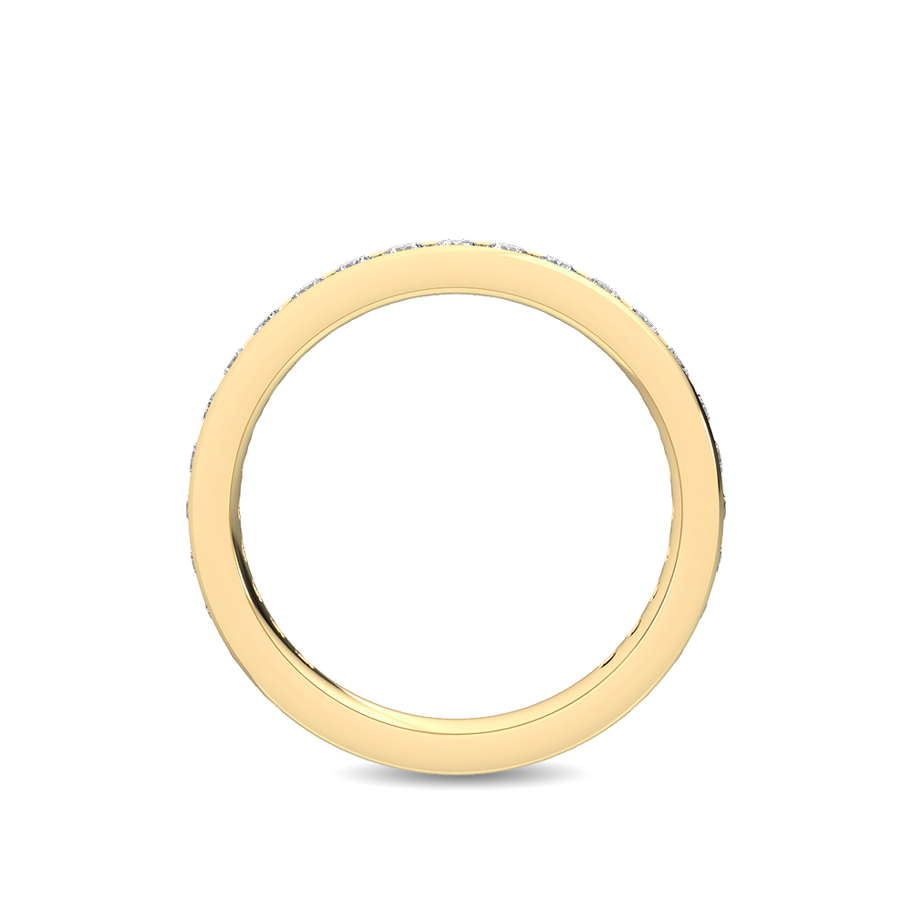 14K Yellow Gold Diamond With Green Emerald Stone Stackable Ring