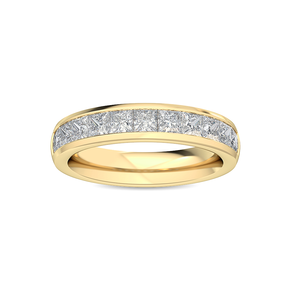 14K Yellow Gold Diamond With Blue Sapphire Stone Stackable Ring