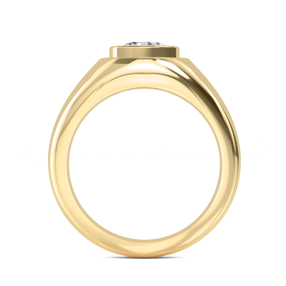 14K Yellow Gold Cushion Cut Diamond Mens Band
