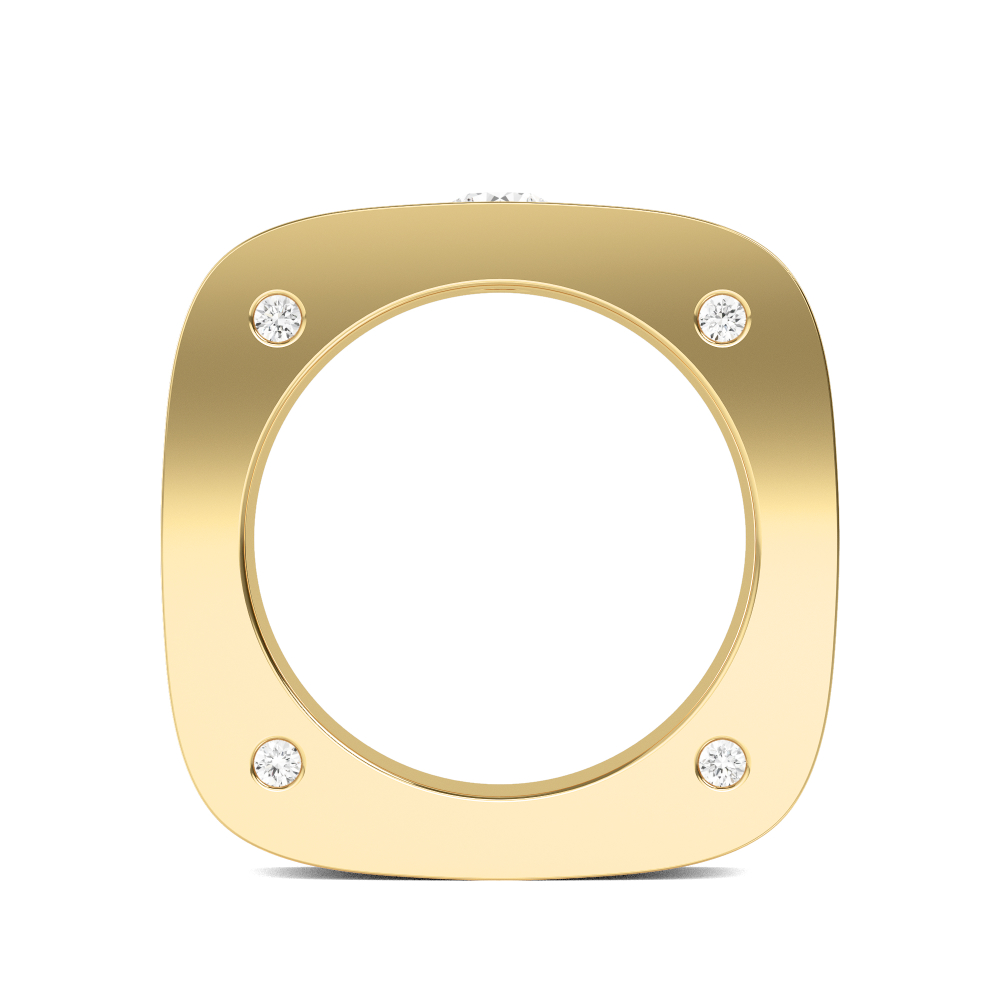 14K Yellow Gold Round Cut Diamond Mens Band