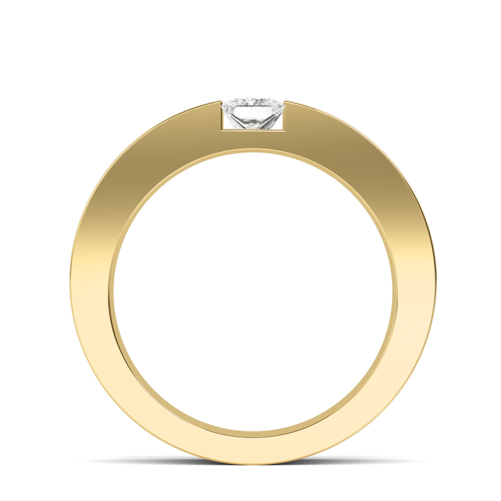 14K Yellow Gold Princess Cut Diamond Mens Band