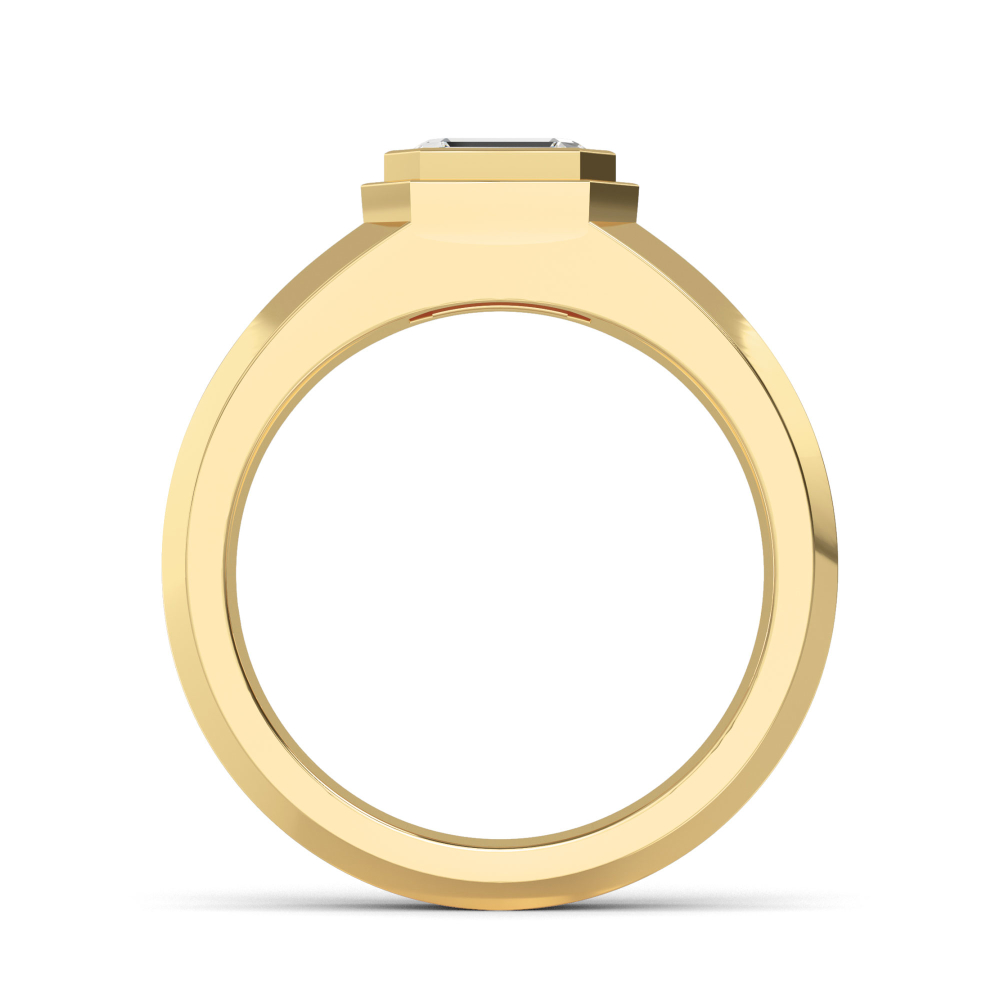 14K Yellow Gold Emerald Cut Diamond Mens Band