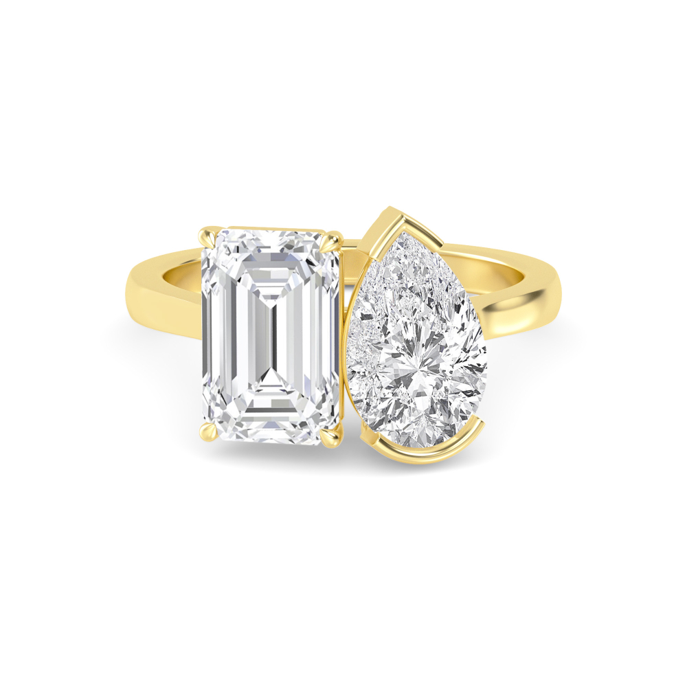14K Yellow Gold Diamond Toi Et Moi Rings